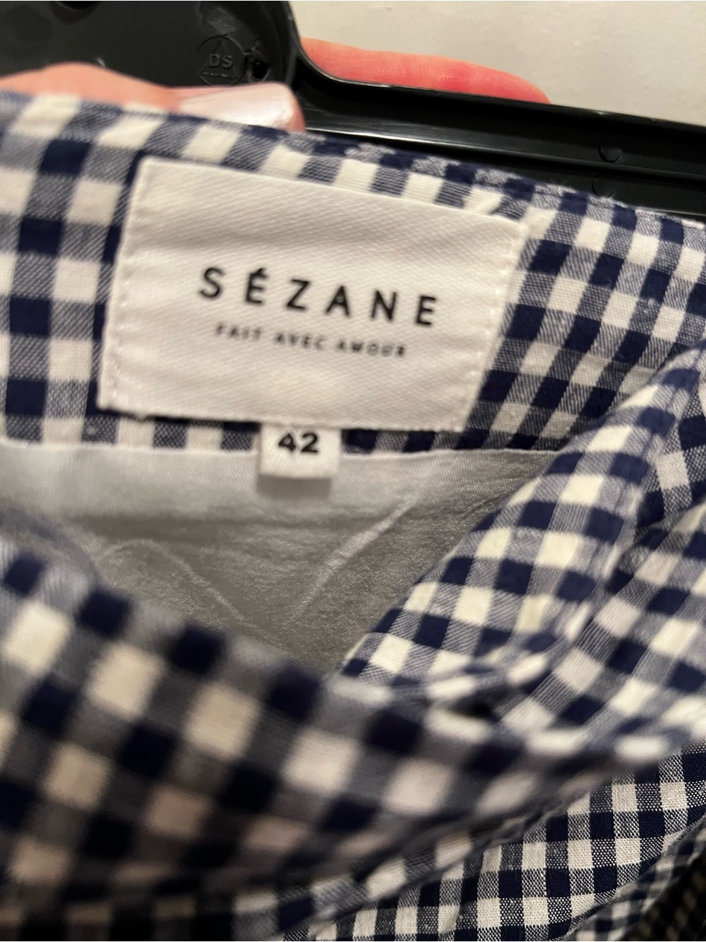 Sezane Navy & White Gingham Wrap Mini Skirt - Picture 6 of 6
